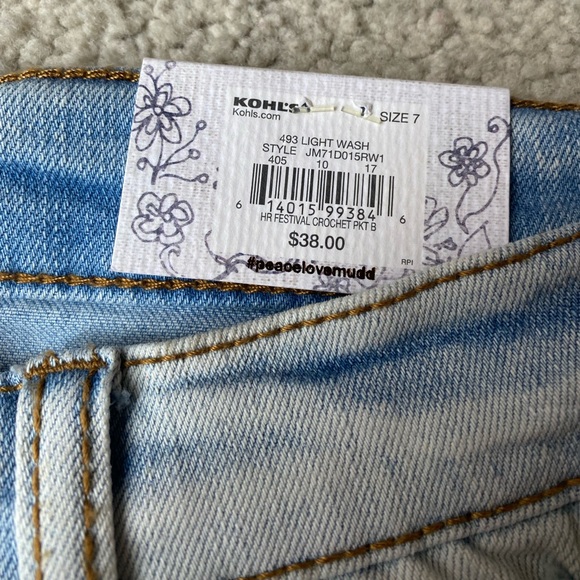 Mudd | High Rise Light Wash Distressed Jean Shorts - Picture 4 of 6